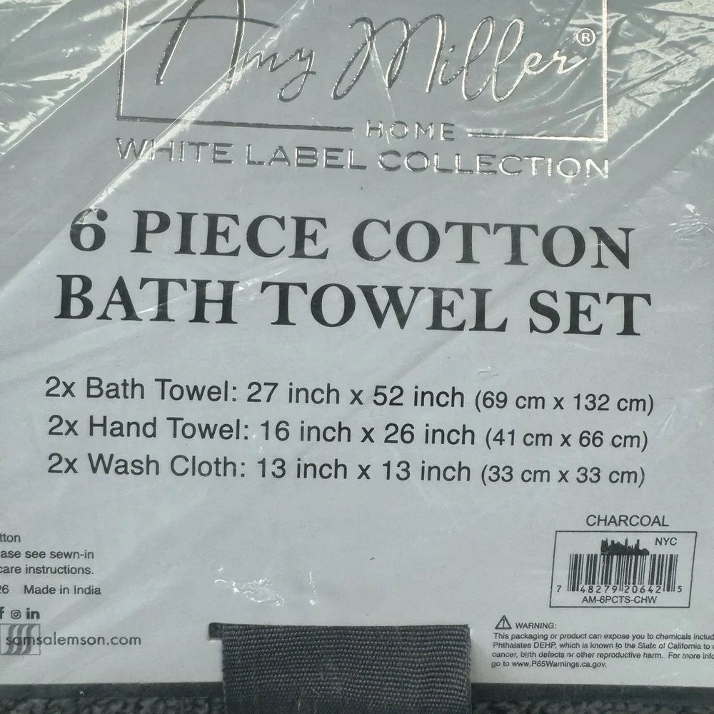 6 piece bath towel set